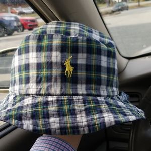 Polo plaid bowl hat. Green and yellow reversible!